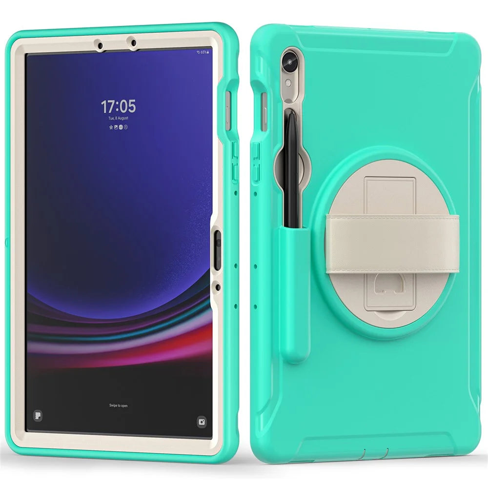 For Samsung Galaxy Tab S10 Lite / S10 FE / S9 FE / S7 T870 / S8 X700 / S9 X710 Case PC+TPU Kickstand Tablet Cover with Pen Slot - Mint Green - 3