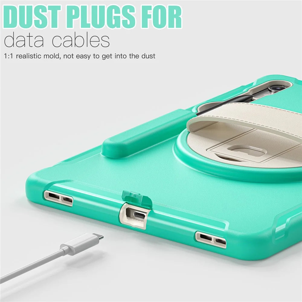 For Samsung Galaxy Tab S10 Lite / S10 FE / S9 FE / S7 T870 / S8 X700 / S9 X710 Case PC+TPU Kickstand Tablet Cover with Pen Slot - Mint Green - 4