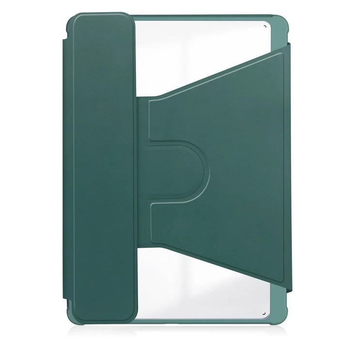 For Samsung Galaxy Tab A9+ Tablet Case 360-Degree Rotating Stand PU+Acrylic Cover (without Keyboard) - Blackish Green - 5