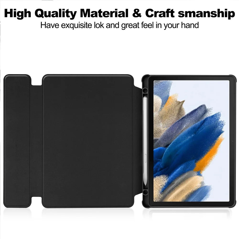 Tablet Case with Bluetooth-Compatible Keyboard for Samsung Galaxy Tab A9+ Rotating Stand PU+Acrylic Cover - Black - 4