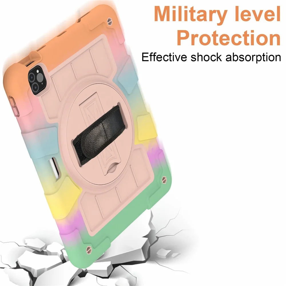 For iPad Pro 11-inch (2018) / (2020) / (2021) / (2022) / Air (2020) / (2022) Tablet Case Anti-Drop Kickstand TPU+PC Cover - Colorful Gold - 6