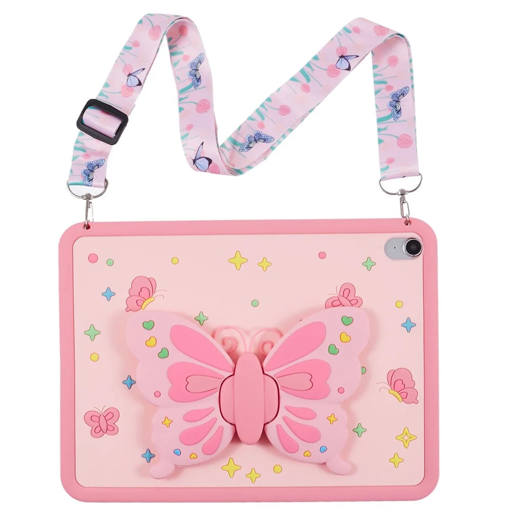 Tablet Cover for iPad (2025) / 10.9 (2022) Silicone Case with Foldable Butterfly Kickstand - 1