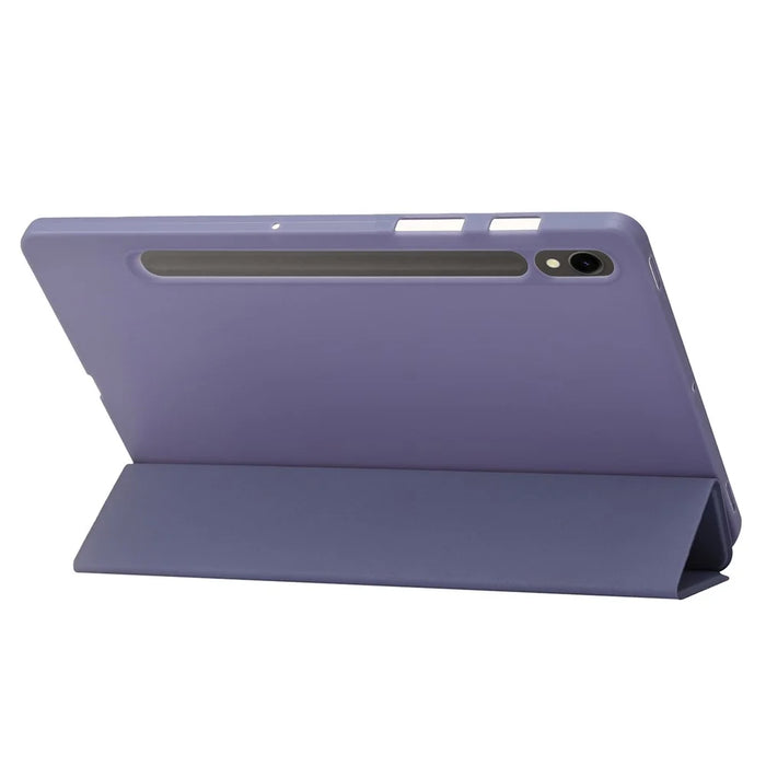 For Samsung Galaxy Tab S9 Case Anti-Scratch PU+ Silicone Tri-fold Stand Tablet Cover - Purple - 4