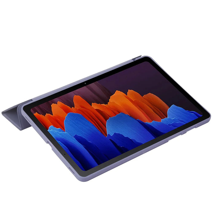 For Samsung Galaxy Tab S9 Case Anti-Scratch PU+ Silicone Tri-fold Stand Tablet Cover - Purple - 5