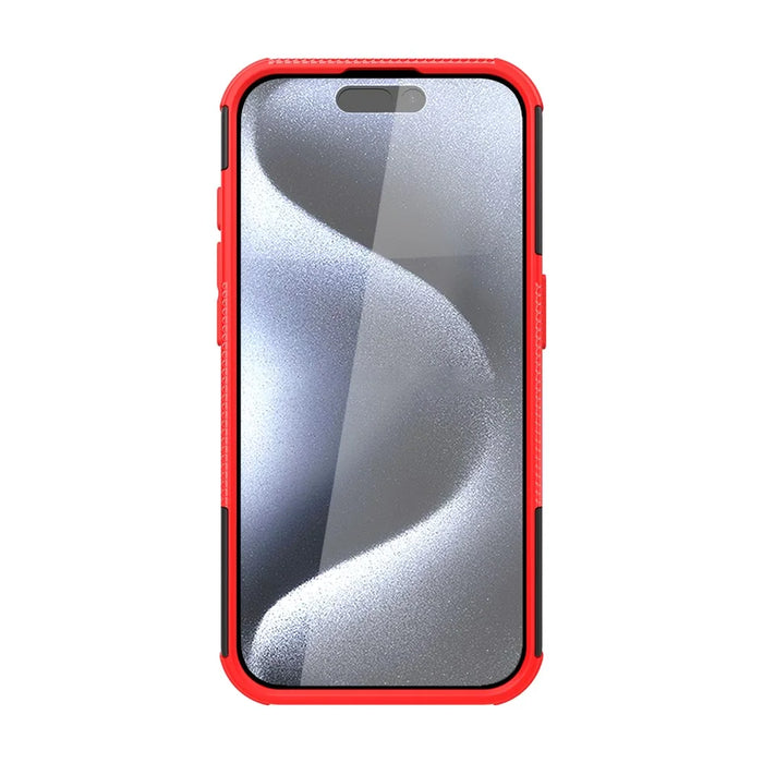 For iPhone 15 Pro Max Case Kickstand PC+TPU Anti-slip Phone Cover - Red - 4