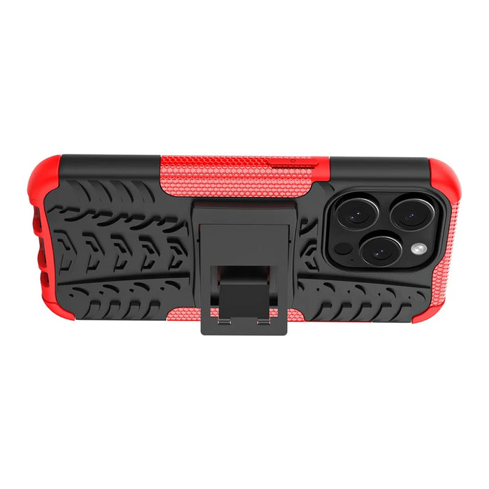 For iPhone 15 Pro Max Case Kickstand PC+TPU Anti-slip Phone Cover - Red - 5