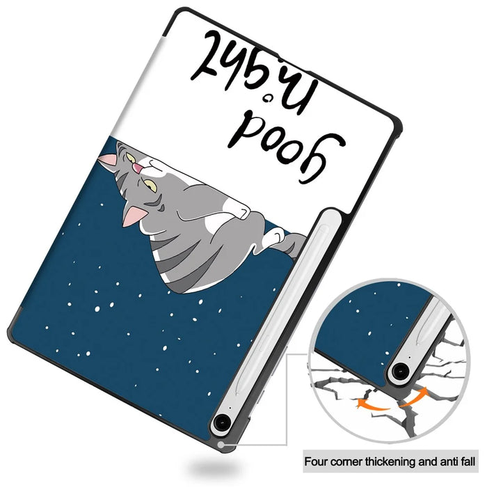 For Samsung Galaxy Tab S10 FE / S9 FE Case Pattern Printing Trifold Stand Tablet Cover - Cat - 5