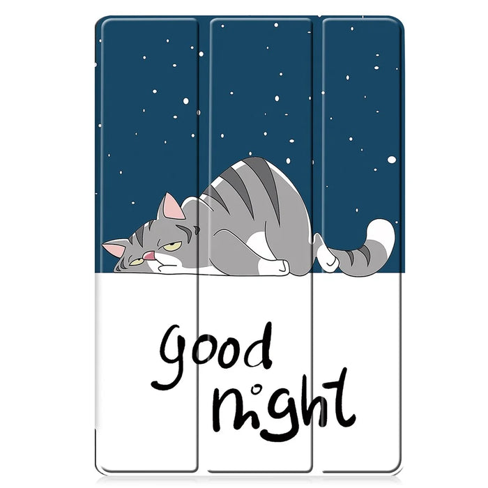 For Samsung Galaxy Tab S10 FE / S9 FE Case Pattern Printing Trifold Stand Tablet Cover - Cat - 7