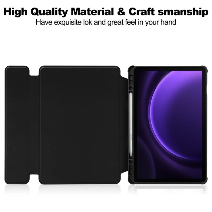 For Samsung Galaxy Tab S10 FE / S9 FE Case Leather+Acrylic Rotary Stand Cover with Bluetooth-Compatible Keyboard - Black - 5
