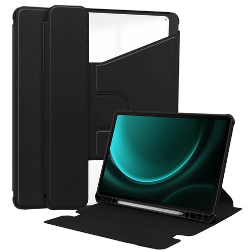 For Samsung Galaxy Tab S9 FE+ Case Rotating Stand Tablet Cover (without Keyboard) - Black - 1