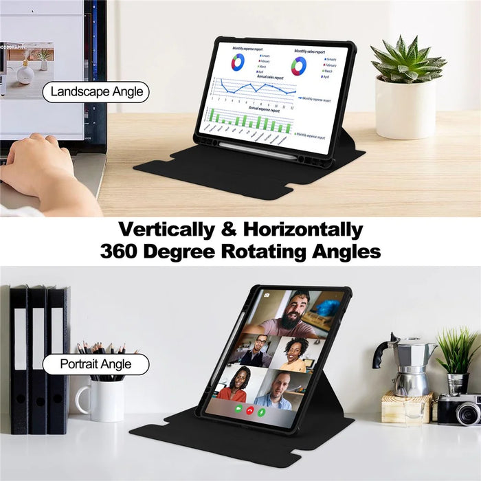 For Samsung Galaxy Tab S9 FE+ Case Rotating Stand Tablet Cover (without Keyboard) - Black - 2