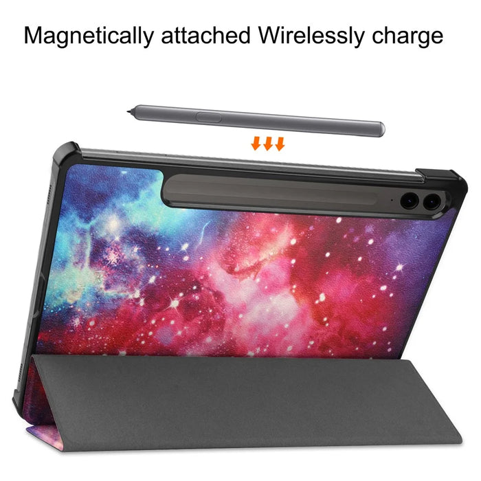 For Samsung Galaxy Tab S9 FE+ Case Tri-fold Stand PU Leather Tablet Cover - Galaxy - 5