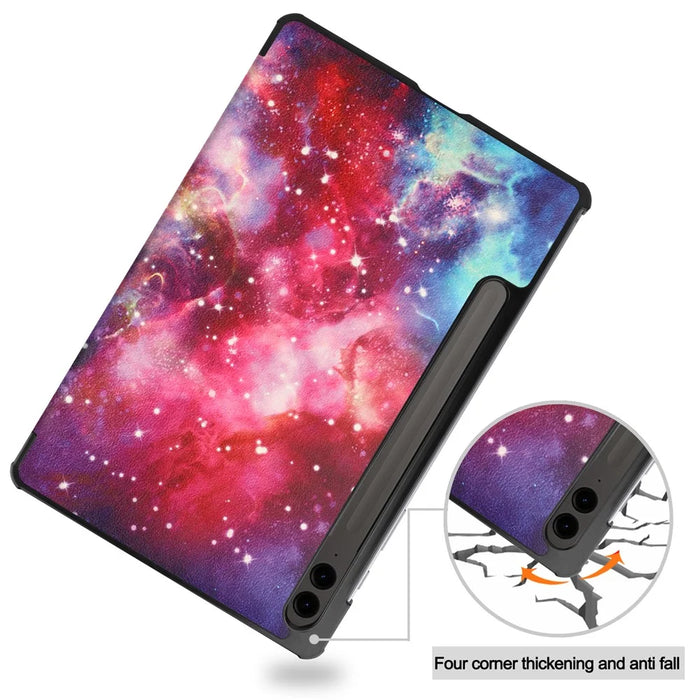 For Samsung Galaxy Tab S9 FE+ Case Tri-fold Stand PU Leather Tablet Cover - Galaxy - 6