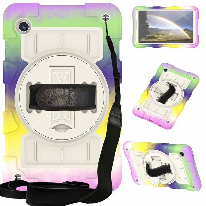 For Samsung Galaxy Tab A9 Kickstand Case TPU+PC Protective Tablet Cover with Shoulder Strap - Colorful Purple - 2