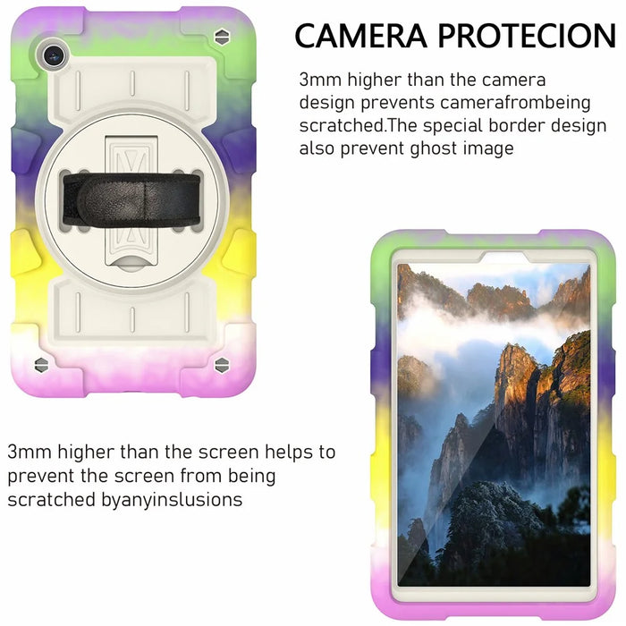 For Samsung Galaxy Tab A9 Kickstand Case TPU+PC Protective Tablet Cover with Shoulder Strap - Colorful Purple - 3