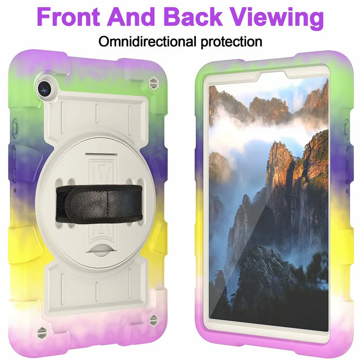 For Samsung Galaxy Tab A9 Kickstand Case TPU+PC Protective Tablet Cover with Shoulder Strap - Colorful Purple - 4