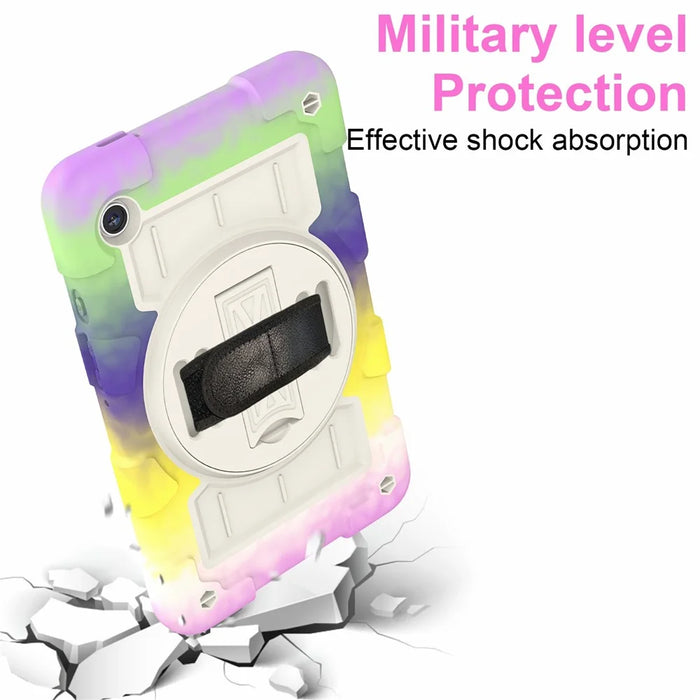 For Samsung Galaxy Tab A9 Kickstand Case TPU+PC Protective Tablet Cover with Shoulder Strap - Colorful Purple - 5