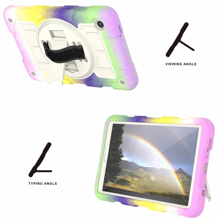 For Samsung Galaxy Tab A9 Kickstand Case TPU+PC Protective Tablet Cover with Shoulder Strap - Colorful Purple - 6