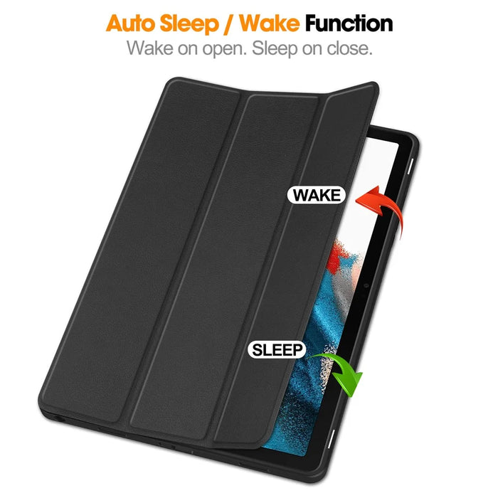 For Samsung Galaxy Tab A9+ Case Tri-fold Stand Leather Tablet Cover with Pen Slot - Black - 3