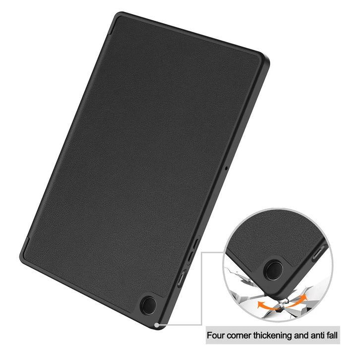 For Samsung Galaxy Tab A9+ Case Tri-fold Stand Leather Tablet Cover with Pen Slot - Black - 6