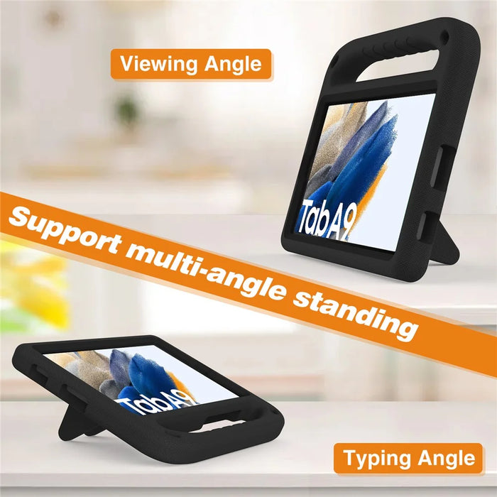 For Samsung Galaxy Tab A11 / A9 Case Shockproof Kickstand EVA Tablet Cover with Handle - Black - 3