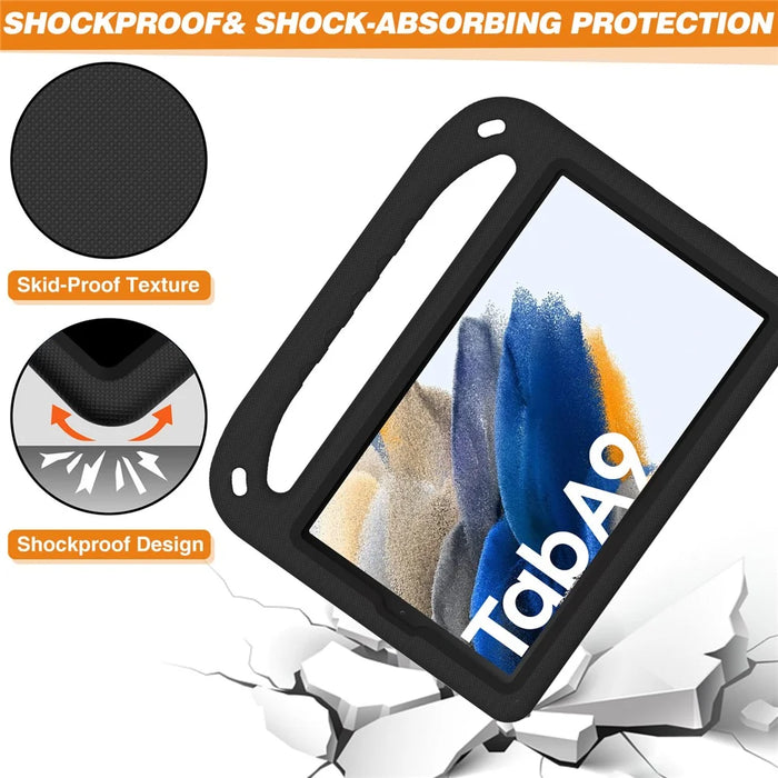 For Samsung Galaxy Tab A11 / A9 Case Shockproof Kickstand EVA Tablet Cover with Handle - Black - 5