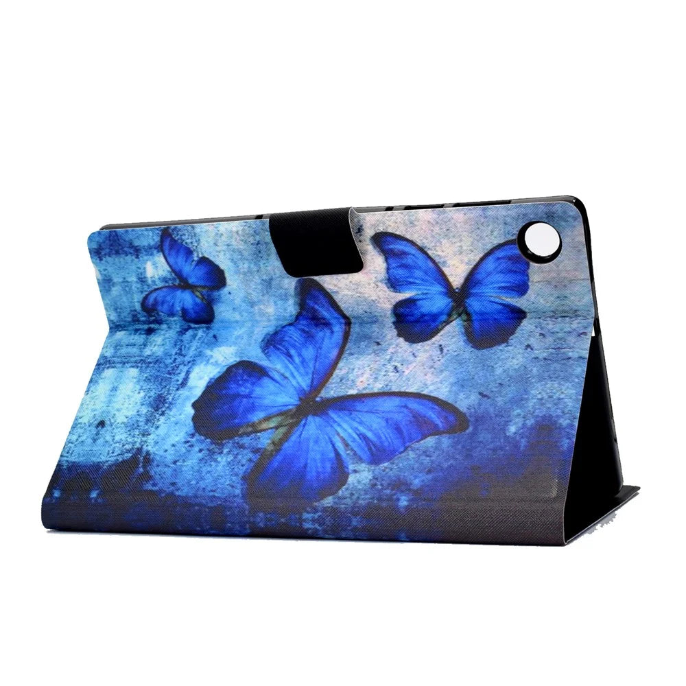For Samsung Galaxy Tab A11 / A9 Case with Card Holder Anti-Scratch PU+TPU Tablet Cover - Retro Butterflies - 4