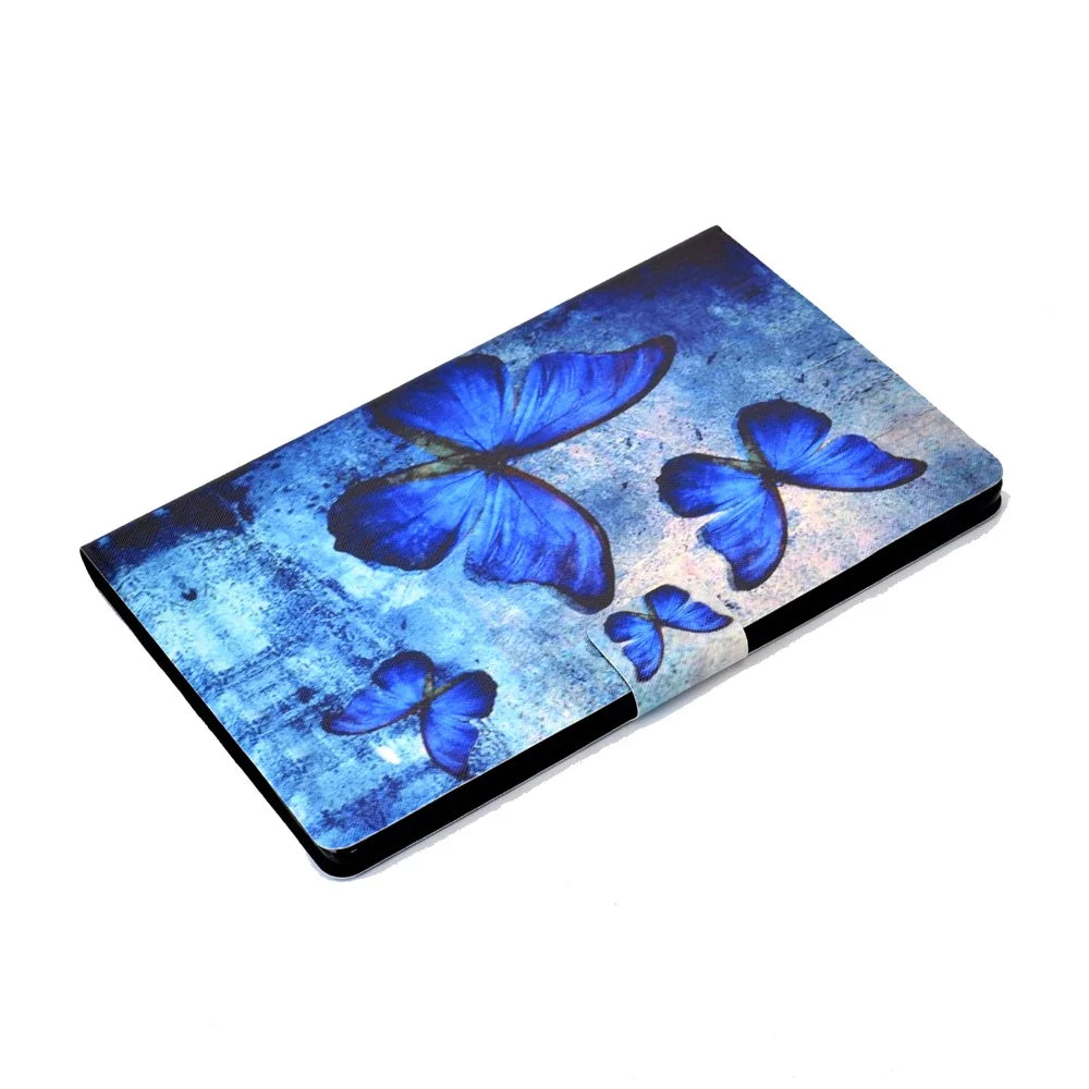 For Samsung Galaxy Tab A11 / A9 Case with Card Holder Anti-Scratch PU+TPU Tablet Cover - Retro Butterflies - 6