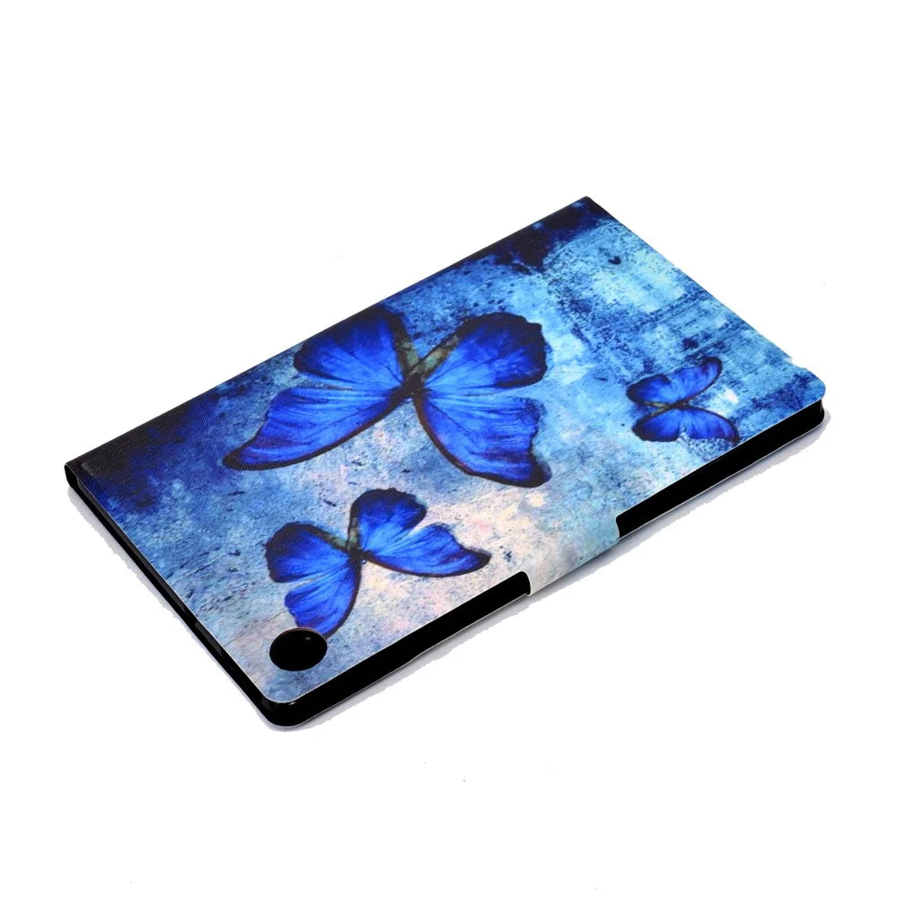 For Samsung Galaxy Tab A11 / A9 Case with Card Holder Anti-Scratch PU+TPU Tablet Cover - Retro Butterflies - 7