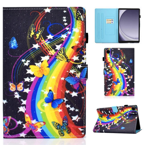 For Samsung Galaxy Tab A11 / A9 Protective Case Stitching PU Leather+TPU Tablet Cover with Card Slots - Music Butterfly - 1
