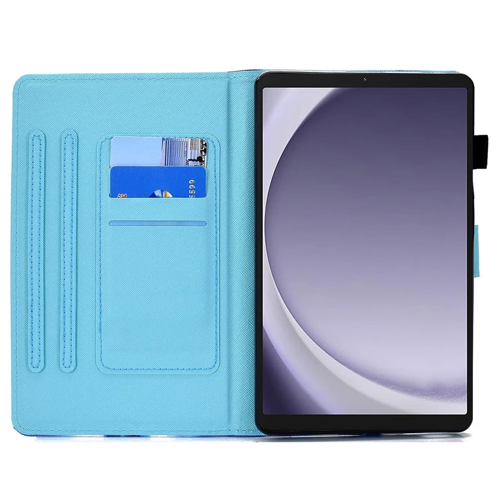 For Samsung Galaxy Tab A11 / A9 Protective Case Stitching PU Leather+TPU Tablet Cover with Card Slots - Music Butterfly - 2