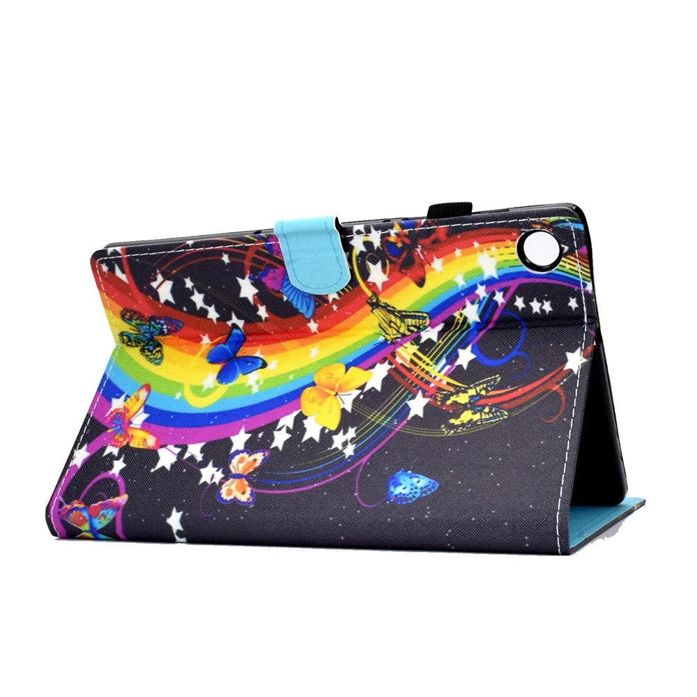 For Samsung Galaxy Tab A11 / A9 Protective Case Stitching PU Leather+TPU Tablet Cover with Card Slots - Music Butterfly - 3
