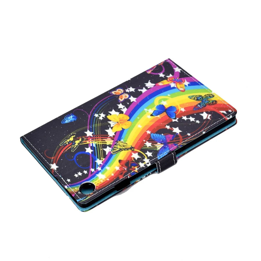 For Samsung Galaxy Tab A11 / A9 Protective Case Stitching PU Leather+TPU Tablet Cover with Card Slots - Music Butterfly - 5