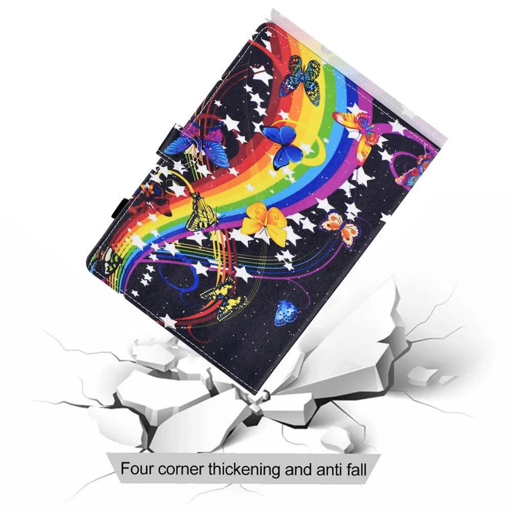For Samsung Galaxy Tab A11 / A9 Protective Case Stitching PU Leather+TPU Tablet Cover with Card Slots - Music Butterfly - 6
