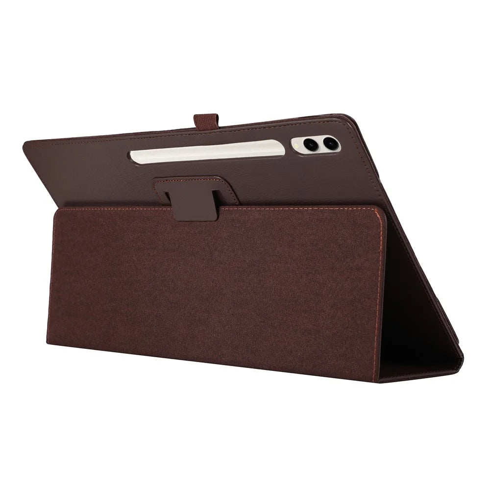 For Samsung Galaxy Tab S9 Ultra Case PU Leather Tablet Cover with Bi-fold Stand - Brown - 3