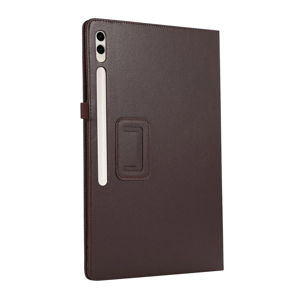 For Samsung Galaxy Tab S9 Ultra Case PU Leather Tablet Cover with Bi-fold Stand - Brown - 4