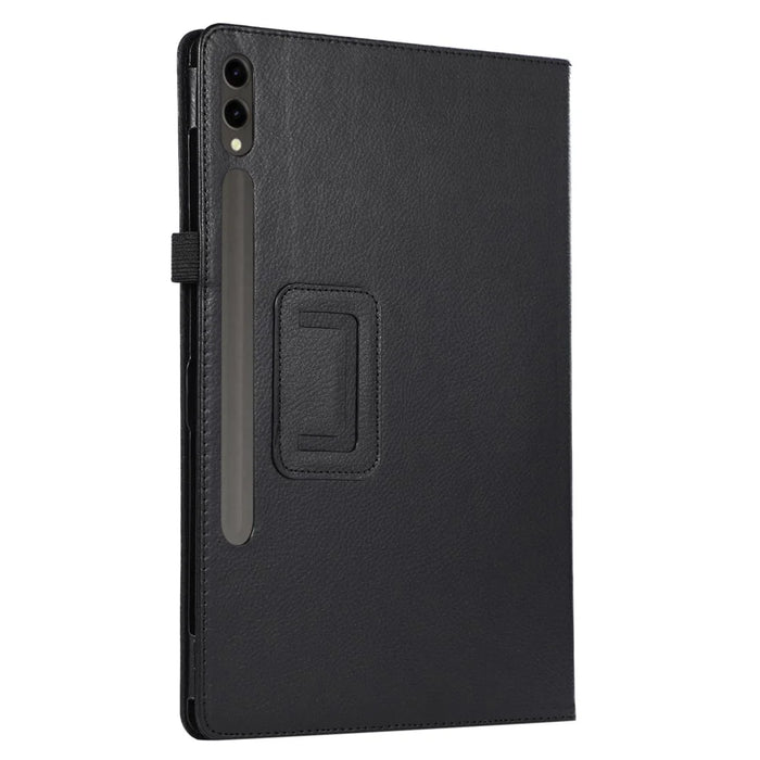 For Samsung Galaxy Tab S9+ Leather Case Bi-fold Stand Tablet Protective Cover - Black - 4