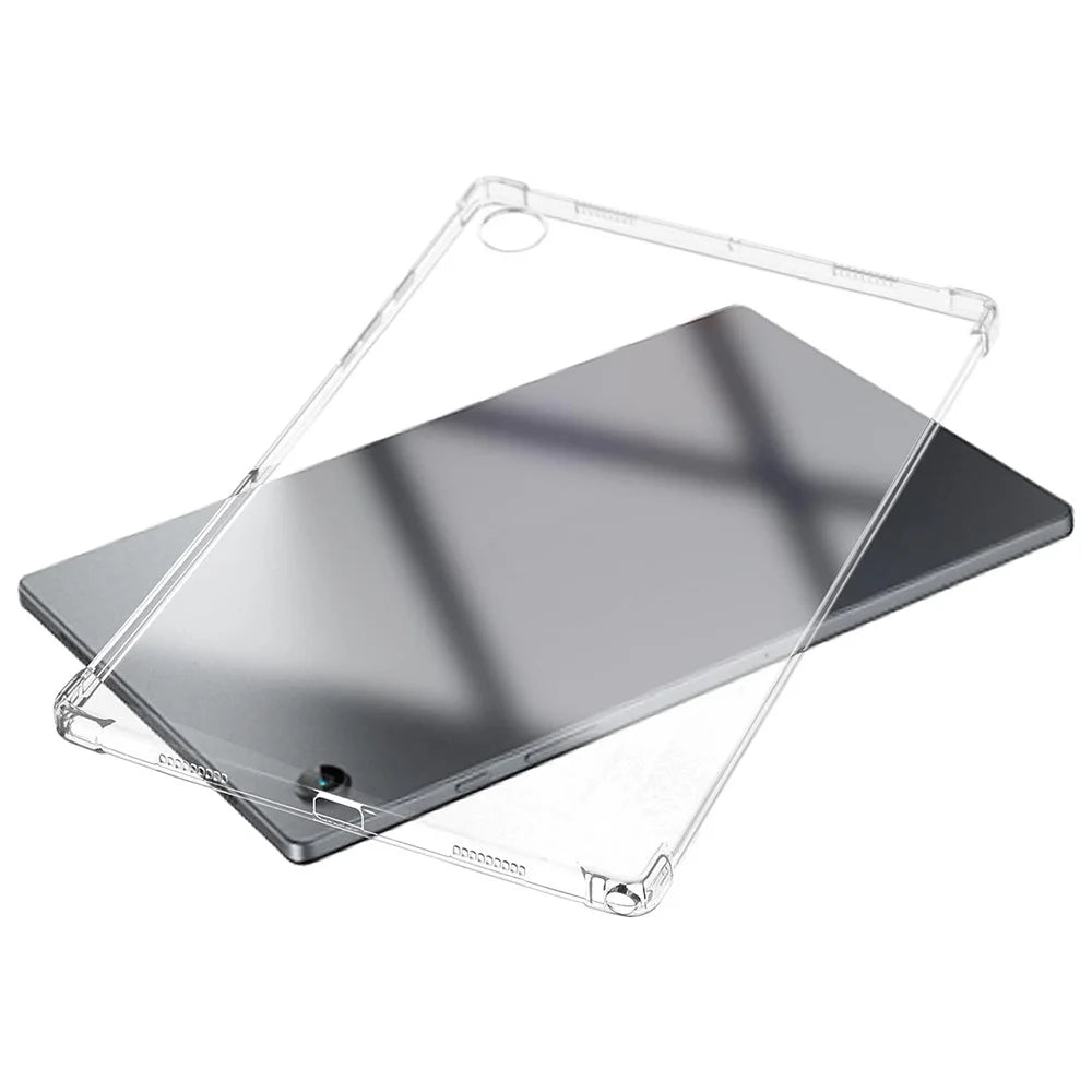 For Samsung Galaxy Tab A9+ Case Anti-drop Clear TPU Tablet Cover + 2.5D Arc Edge Tempered Glass Screen Film - 2
