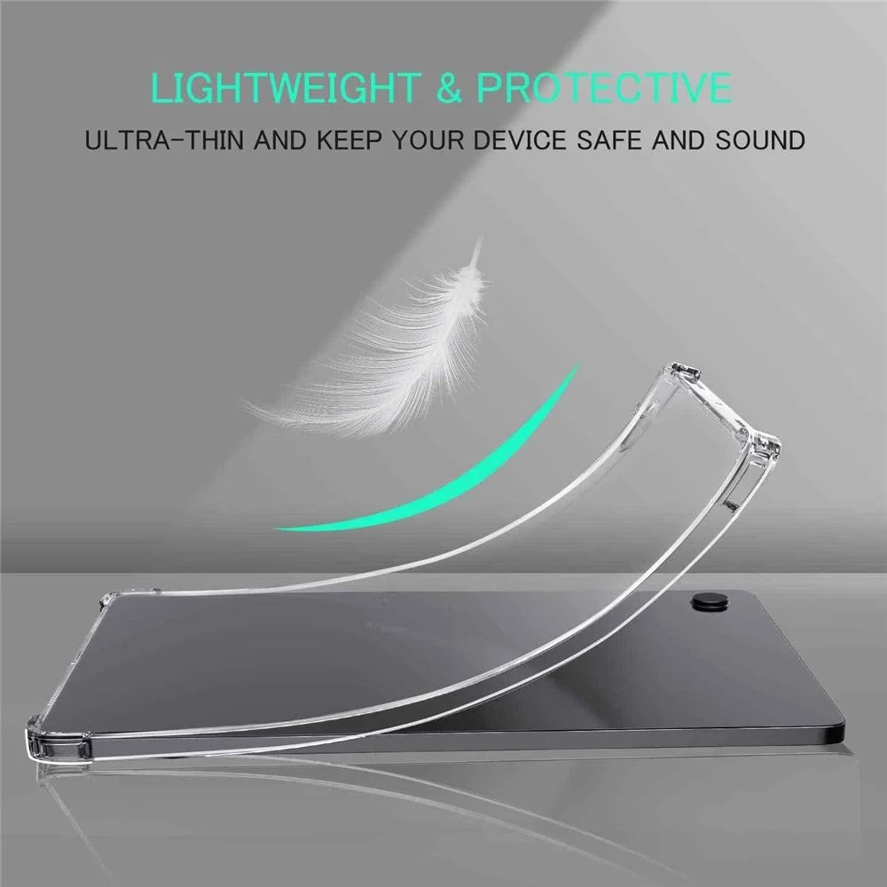 For Samsung Galaxy Tab A9+ Case Anti-drop Clear TPU Tablet Cover + 2.5D Arc Edge Tempered Glass Screen Film - 3