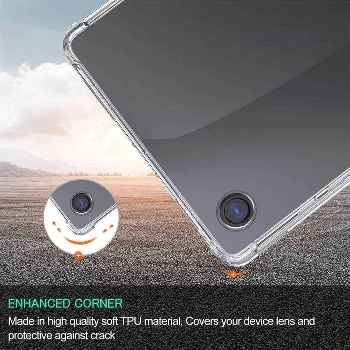 For Samsung Galaxy Tab A9 Clear Case TPU Tablet Cover + 2.5D Arc Edge Tempered Glass Screen Film - 6