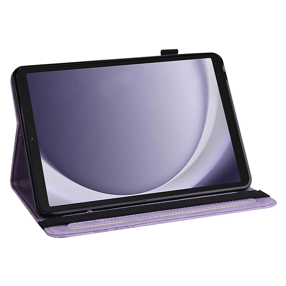 For Samsung Galaxy Tab A11 / A9 Case Butterfly Pattern PU Leather Stand Tablet Cover - Purple - 2
