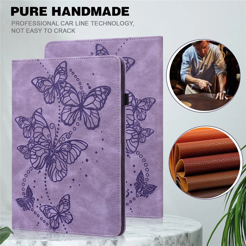 For Samsung Galaxy Tab A11 / A9 Case Butterfly Pattern PU Leather Stand Tablet Cover - Purple - 3