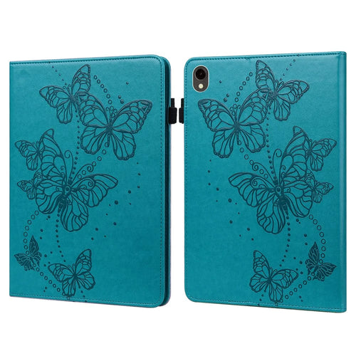 For Samsung Galaxy Tab S9 Case Butterfly Imprinted Card Holder Leather Tablet Cover - Blue - 1