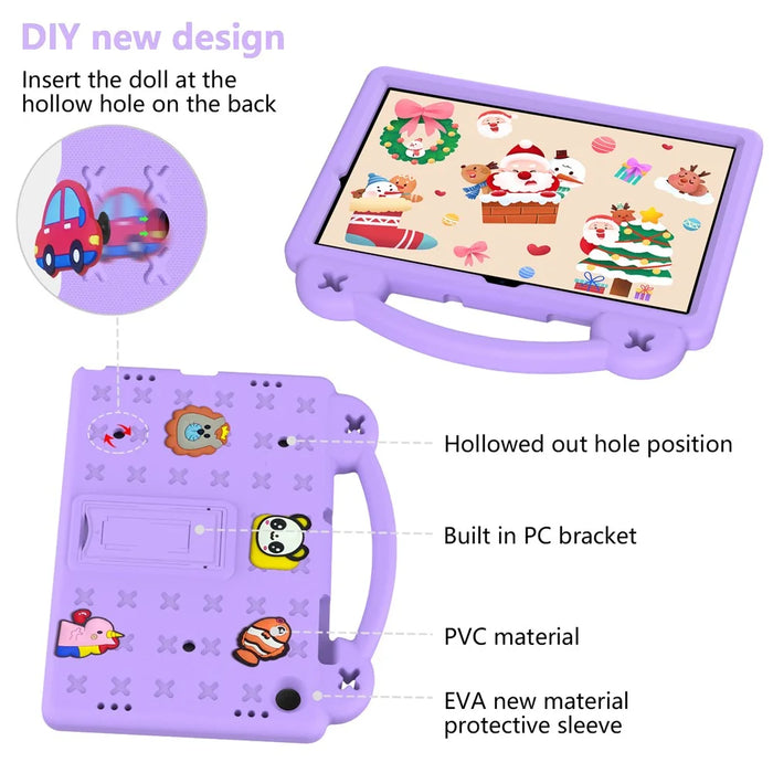 For Samsung Galaxy Tab A11+ / A9+ Case EVA Protective Tablet Cover Kids Friendly Grip Handle Kickstand Case - Purple - 7