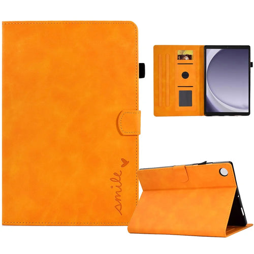 For Samsung Galaxy Tab A11+ / A9+ Stand Protective Case Microfiber Leather Card Holder Smart Cover - Khaki - 1