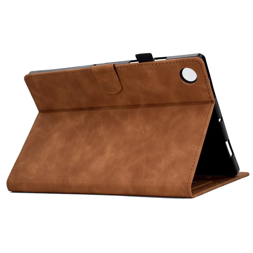 For Samsung Galaxy Tab A11 / A9 Microfiber Leather Case Iron Tower Imprinted Smart Tablet Cover - Brown - 4