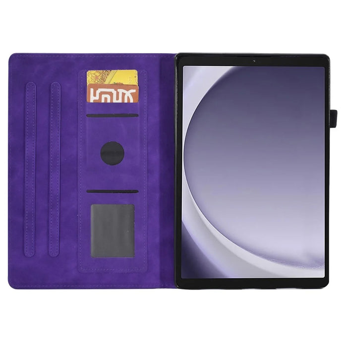 For Samsung Galaxy Tab A11+ / A9+ Iron Tower Imprinted Cover Microfiber Leather Card Slot Smart Tablet Case - Purple - 2