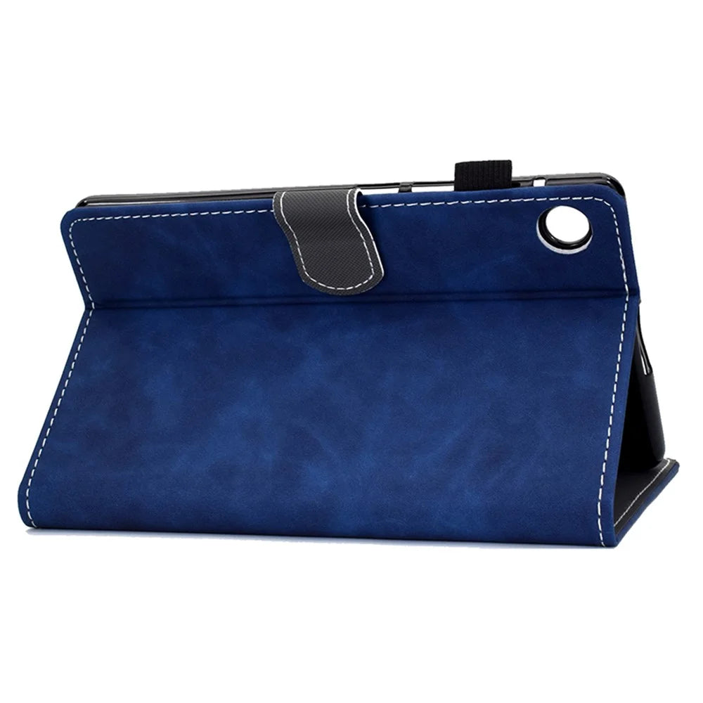 For Samsung Galaxy Tab A11 / A9 PU Leather Case Card Slot Stand Tablet Cover with Pencil Holder - Blue - 4