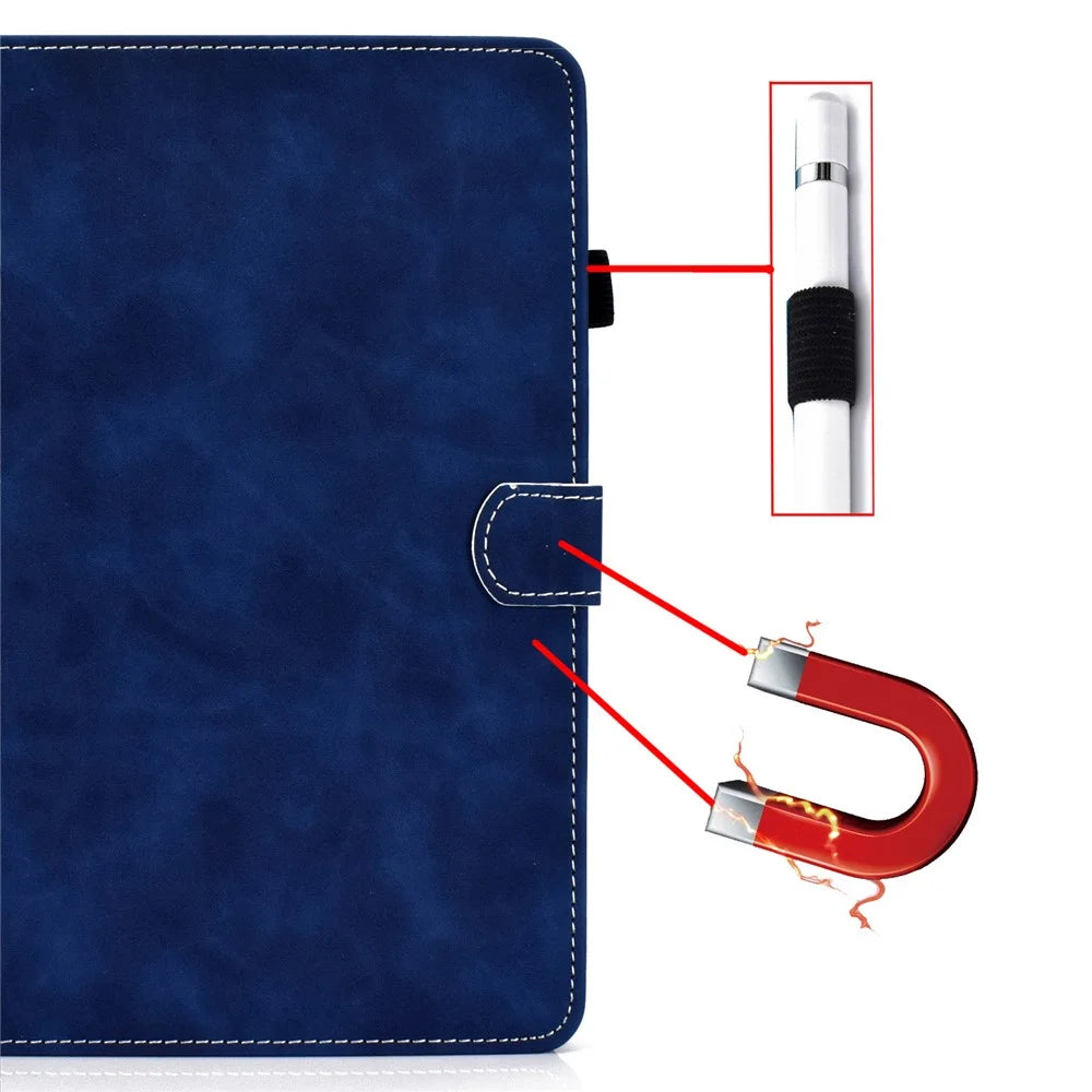 For Samsung Galaxy Tab A11 / A9 PU Leather Case Card Slot Stand Tablet Cover with Pencil Holder - Blue - 6