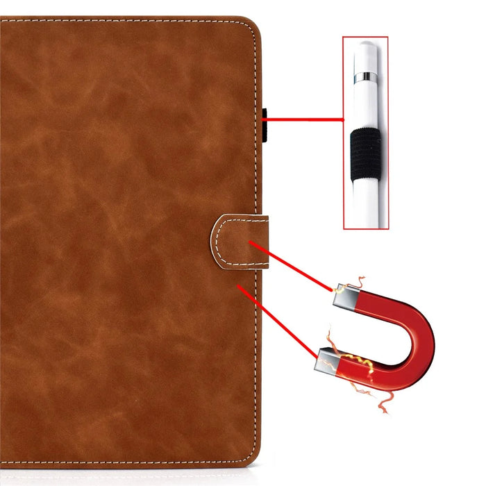 For Samsung Galaxy Tab A11+ / A9+ Stand PU Leather Case Tablet Cover with Card Slot - Brown - 6